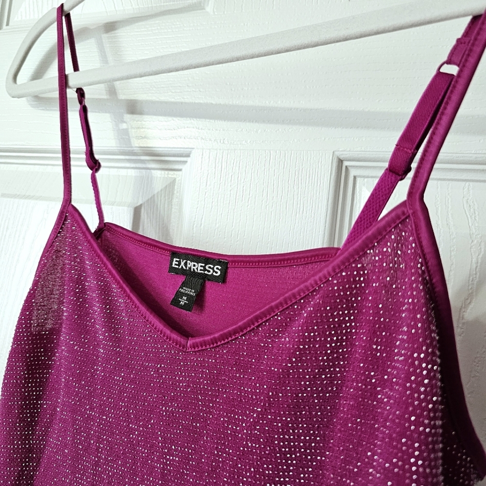 Express Metallic V-Neck Cami Tank Top - Size M - Picture 4 of 10